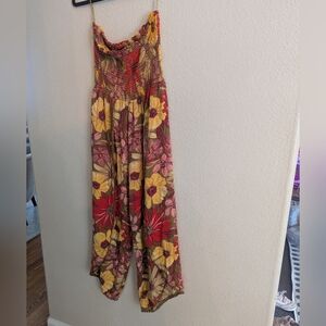 Angie Red and Yellow Floral Jumpsuit